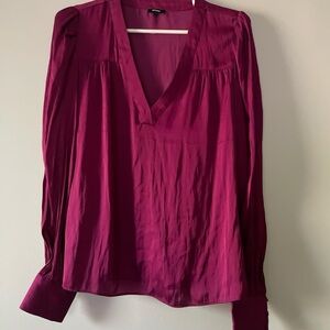 Express Magenta V-Neck Blouse